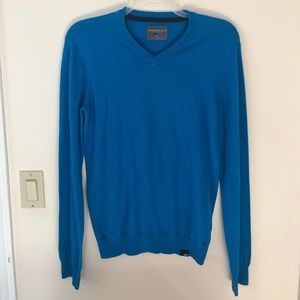 Blue Long-sleeve V-Neck Sweater
